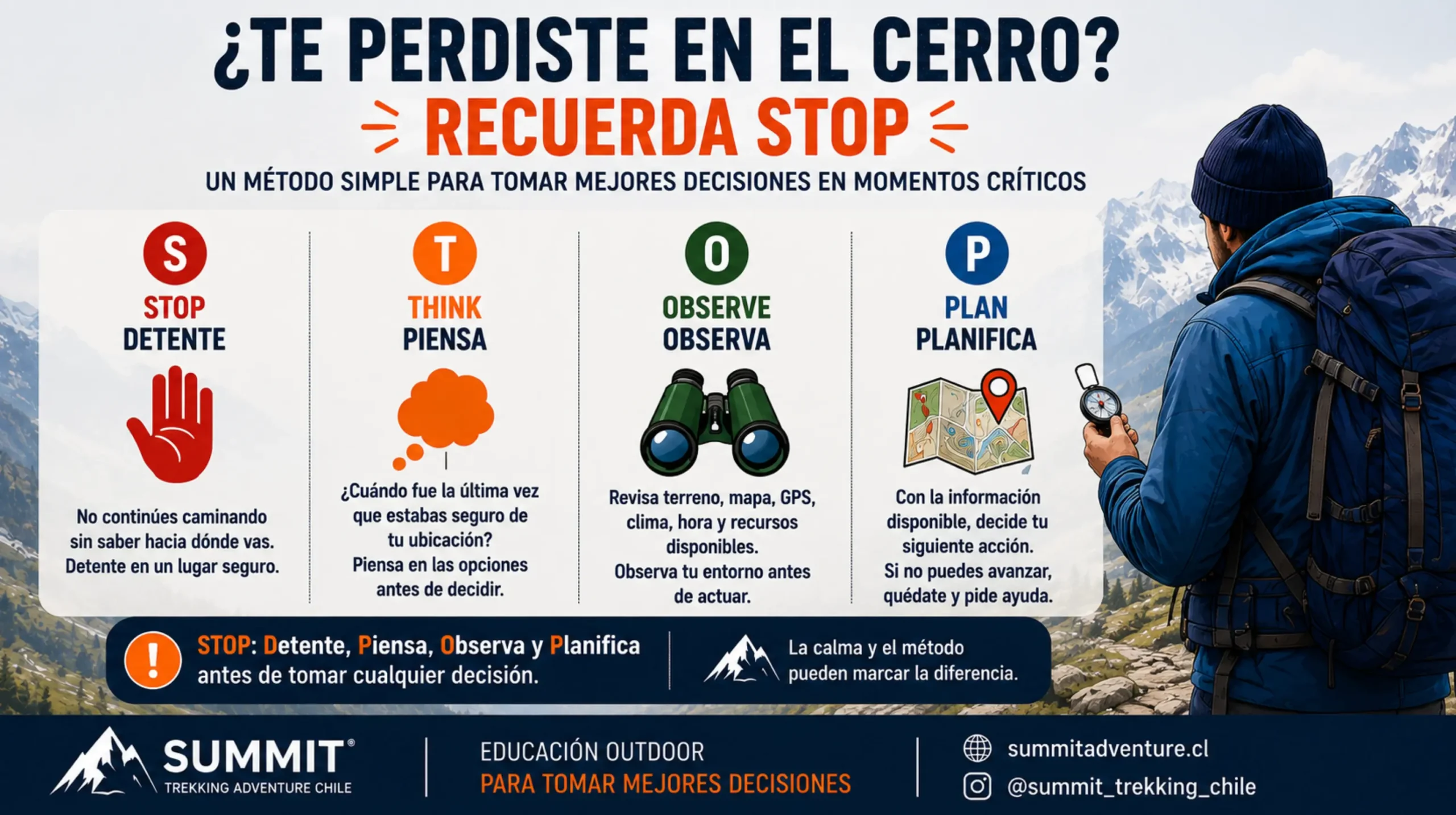 Método STOP para orientarse al perderse durante una actividad de montaña